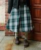 Belloel Check Pleated Midi Long Skirt Black