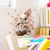 Easter Bunny with Eggs and Flower Basket Wall Sticker Self-Adhesive Removable for Bedroom Living Room Study Holiday Decor