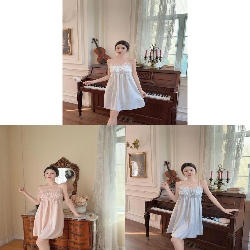 Chemise da notte senza maniche da donna effetto seta pura con tessuto fresco e morbido per dormire