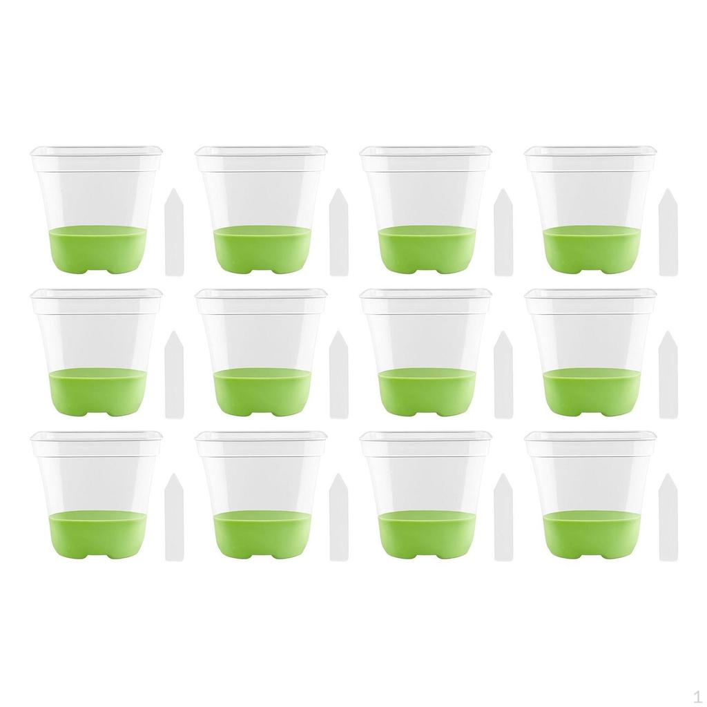 12 -PCs Plant Kindergarten Starter Pots with Drain Hole Quadratical Transparent Flower Seedling