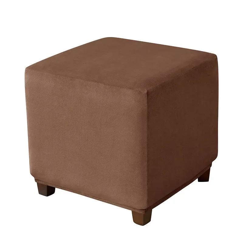 1PC Thick Velvet Square Ottoman Covers Stretch Footstool Cover Bench Stool Cover Washable Furniture Protector Stool Covers S/M/L