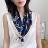 1Pcs 70Cm Stirrup Chain Printed Silk Scarf Women Imitation Silk Trendy Temperament Headwear Bag Decoration Clothing Square Scarf