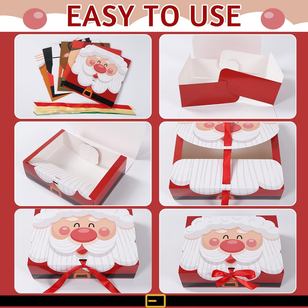 Christmas Ribbon Gift Box Merry Christmas Decorations for Home 2025 Navidad Natal Xmas Candy Cookie Packaging Box New Year 2026