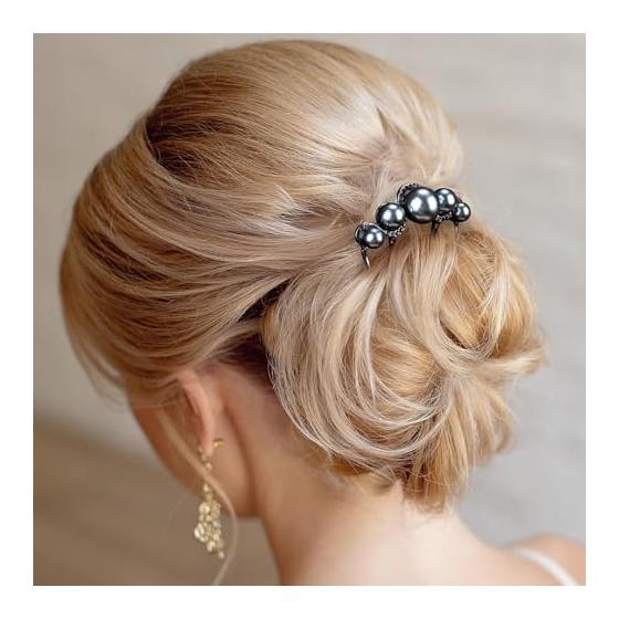 joyoyoo Pearl Hair Comb Set (2 Pieces) - U-Pin Style Hair Accessories for Updos, Bun, and Formal Occasions - Elegant Pearl Accents for Japanese