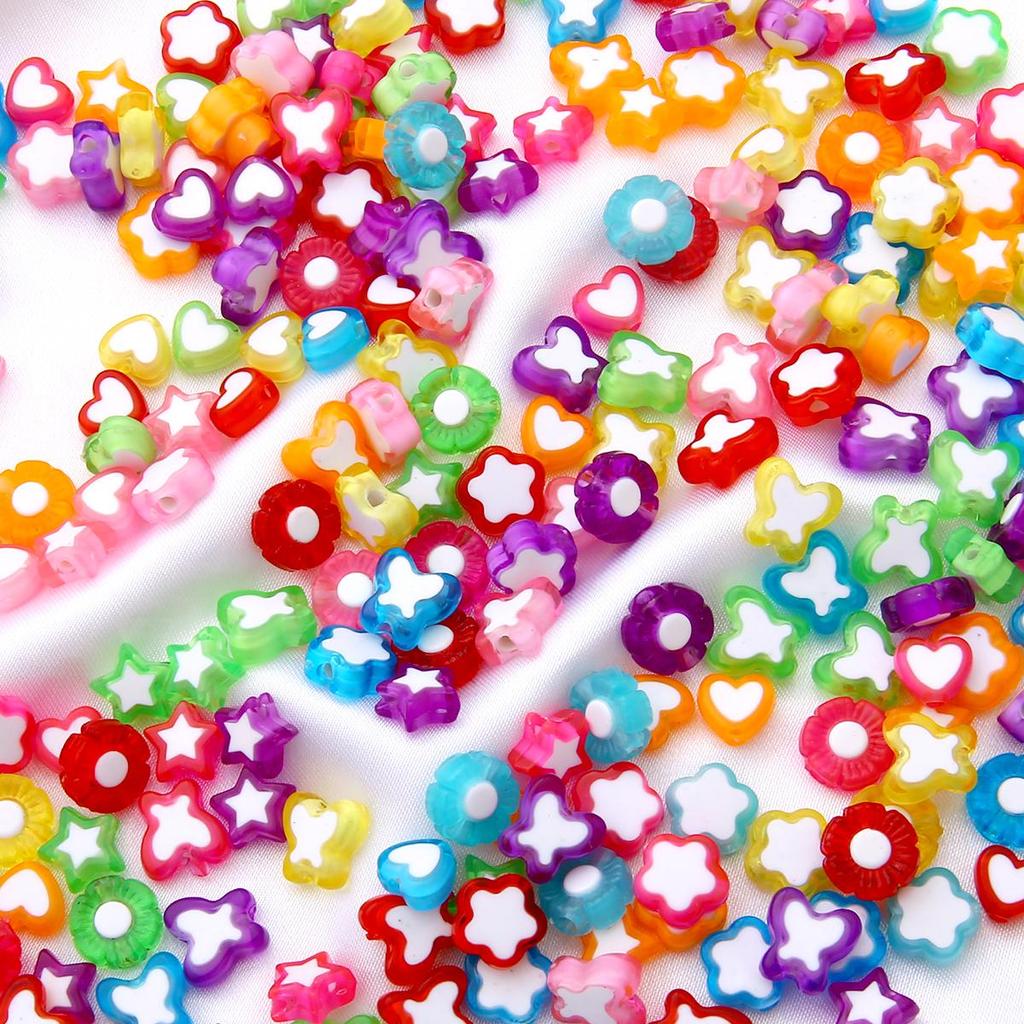 15g/Bag Mixed Color Acrylic Plastic Star Heart Butterfly Flower Beads For DIY Jewelry Making Accessories