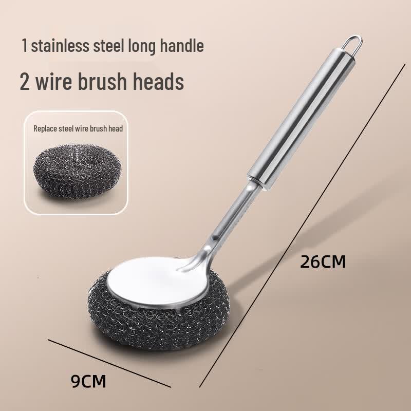 Beiyipin Long Handle Stainless Steel Pot Scrubber