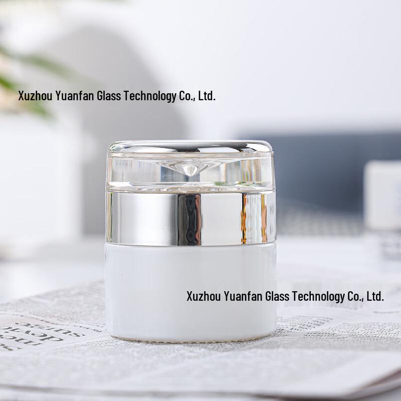 OIMG Frosted Glass Cream Jar with Silver Cap