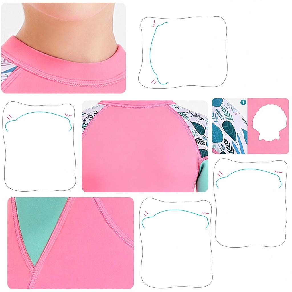 Girls Short Wetsuit One Piece Shorty Diving Swimsuit with Zipper Quick Dry Short Sleeves Surf Suit for Water Sports