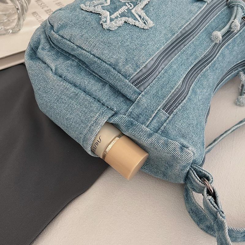 Denim Bag Multi-zipper Retro Crossbody Bag Middle-aged Mother Bag