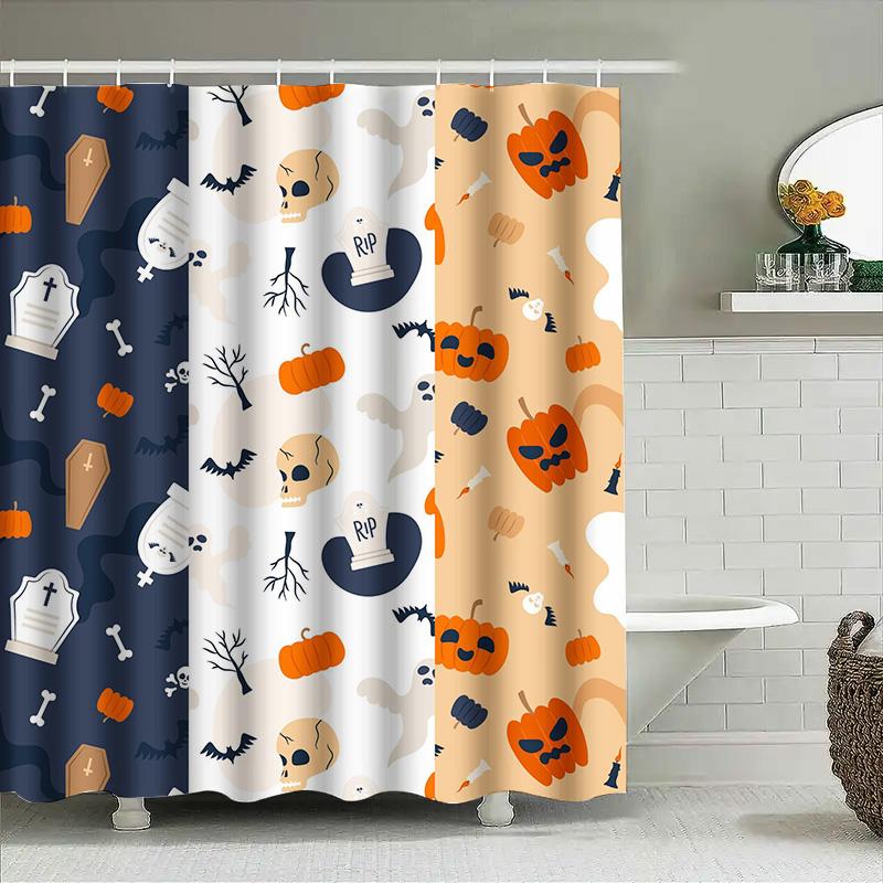 

1Pchalloween Bat Skull Curtain Shower Curtain For Bathroom Decor Spooky Cute Decoration W60H190(CM)-1 Pcs