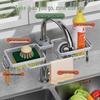 Stainless Steel Kitchen Faucet Organizer & Drain Rack for Dishcloths, Sponges, Brushes - No Drilling Needed