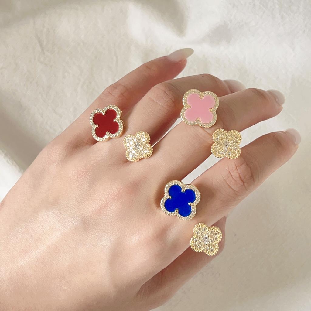 Klee-Ring für Damen, Nische, leichter Luxus, hochwertig, nicht verblassend, Zeigefingerring, schlichter und vielseitiger Ring