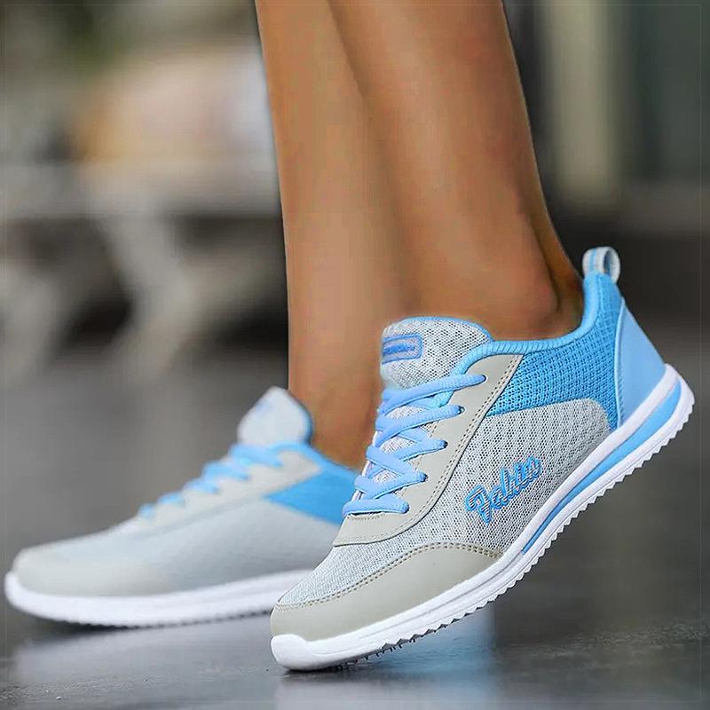 Women's Sneakers Breathable Fashion  New Trainers Solid Color Sneakers Women Mesh Fabric Lace Up Woman Shoes Female Footwear
