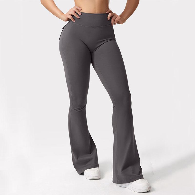 Women Wide Leg High Stretch Leggings Naked Feeling Compression Fitness Workwear with Pockets Pant