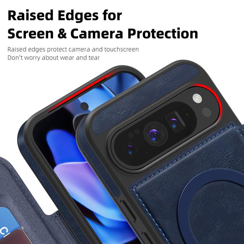 Magnetic Leather Flip Case For Google Pixel 10 10Pro XL 9 9A 9Pro XL 8 Pro for Magsafe Charging Cover Cards Slot Phone Bumper