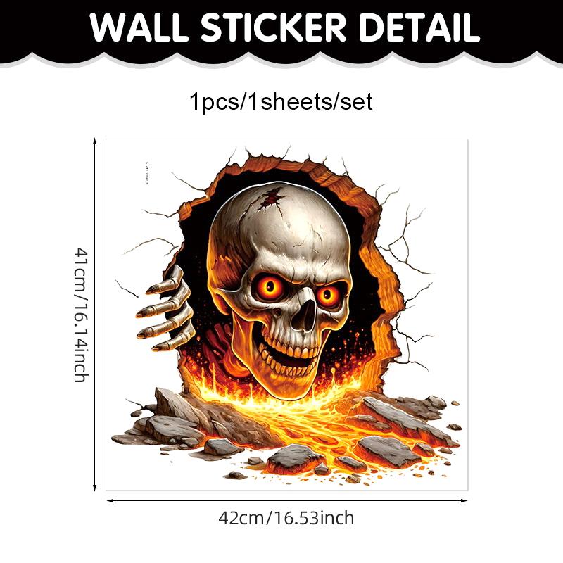 Halloween Wall Stickers 3D Effect Broken Wall Zombies Broken Wall Floor Stickers Pvc Self-Adhesive Bedroom Living Room Horror