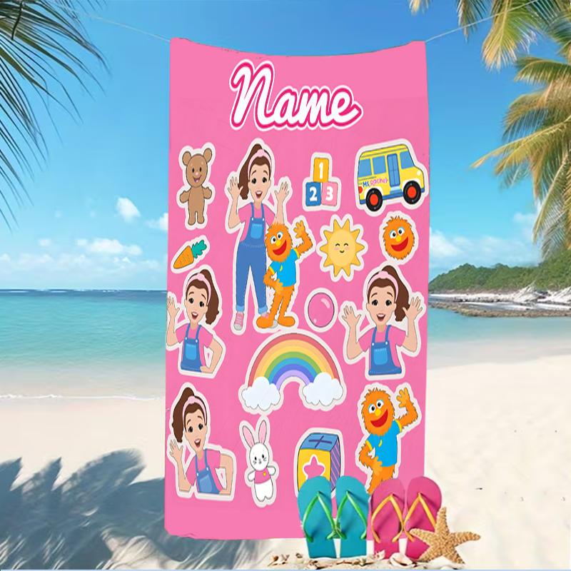 Customizable personalized beach towels Ms. Rachel themed designs.Suitable for the beach, yoga, sports;ideal as beach accessories
