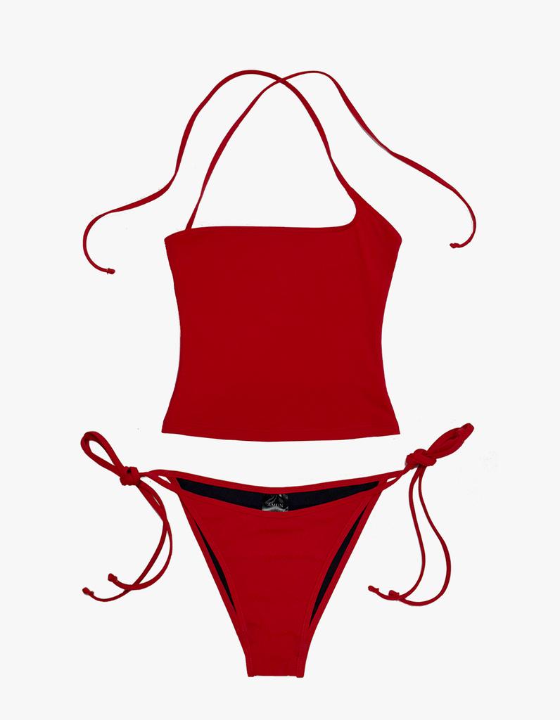 Amun Natty One-Shoulder Tank Bikini - Rich Red