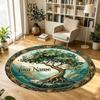 Fantasy Fairy (19) Theme Circular Crystal Velvet Carpet Customized Name & Text Round Soft Floor Rug For Living Room Bedroom Decor