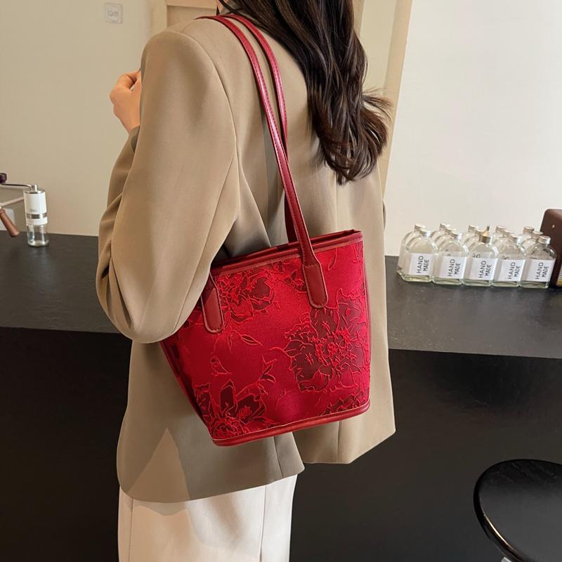 

Сумка-тоут из искусственной кожи, сумка для покупок, классический красный узор, 2 шт., универсальная сумка через плечо