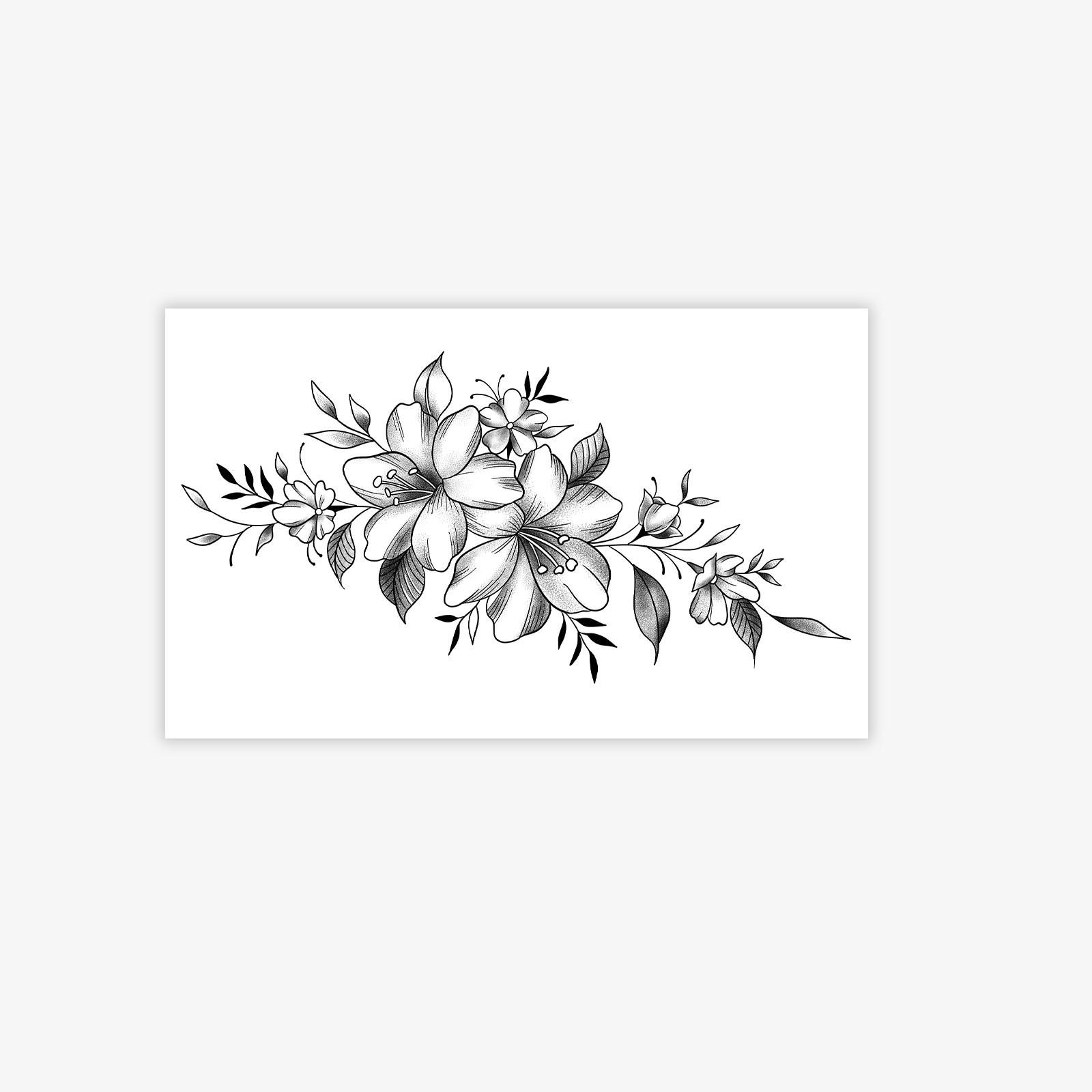 

Nature Vine Flower Tattoo Sticker, Black And Gray Realistic Gradual Change Waterproof, Gentle Wind Shoulder Sticker 11*18