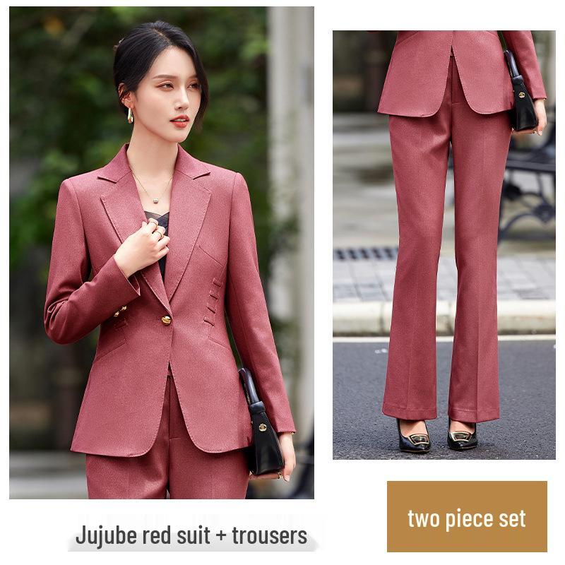 Zihong 2024 Autumn Pink Chic High-End Fashion Suit for OL Commute