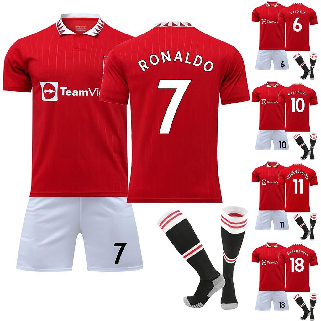 22/23 Manchester-United Home Football Jerseys Shorts Socks Set New  Shorts Socks Adult Sizes Outfits