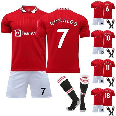 22/23 Manchester-United Home Dresy Dětská fotbalová uniforma tréninková souprava