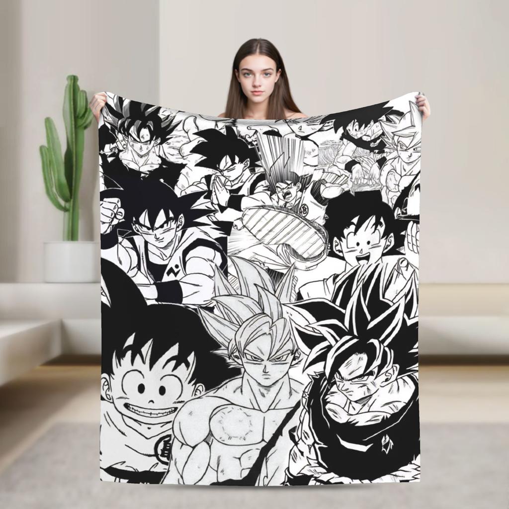 DBZ Goku Manga Blanket Coral Fleece Plush Warm Throw Blanket for Bed Bed Rug