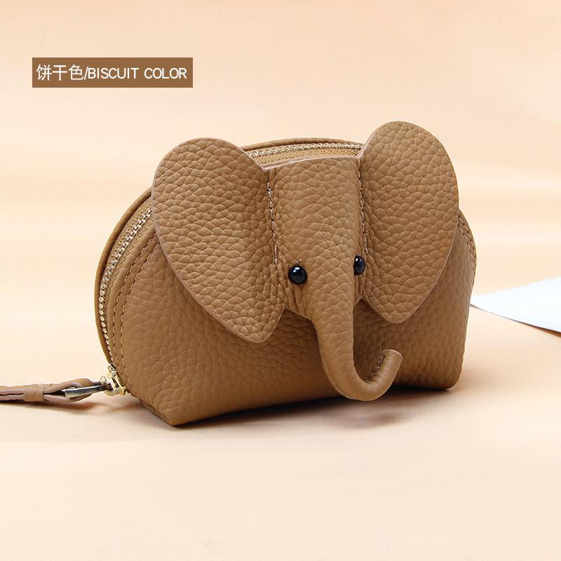 Creative style cute baby elephant zipper small wallet female fresh small leather coin change bag