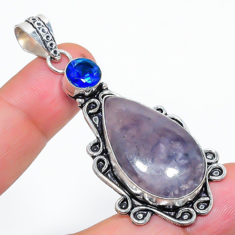 

Lolite Stone, Blue Topaz Gemstone Handmade Ethnic Jewelry Pendant 2.44 VR-2162
