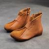 Johnature Genuine Leather Women's Shoes Flat Bottomed Comfortable Retro Short Boots