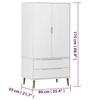 VidaXL Wardrobe MOLDE White 90x55x175 Cm Solid Pine Wood 350523