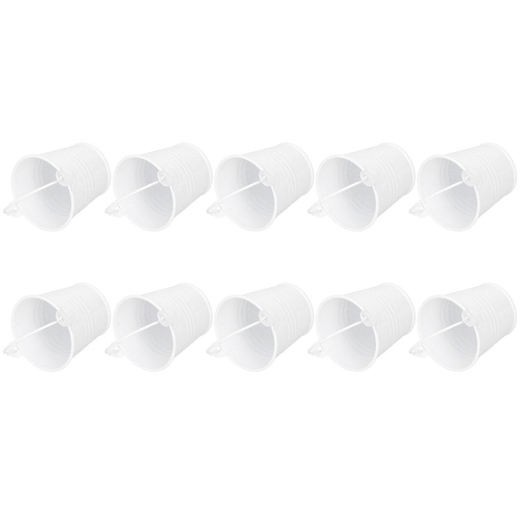 10PCS Flower Pot Mini Succulent Plant Pot Small Metal Bucket for Indoor Outdoor DecorWhite 4x5.5x6cm