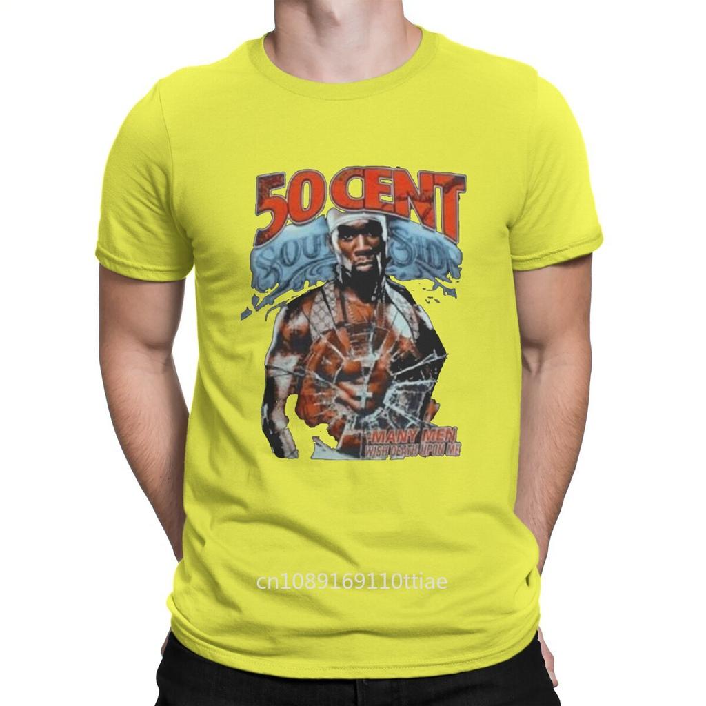 Men Popular American Rap Singer T Shirt 50 Cent Pure Cotton Tops Funny Short Sleeve Crew Neck Tee Shirt Gift Idea T-Shirts
