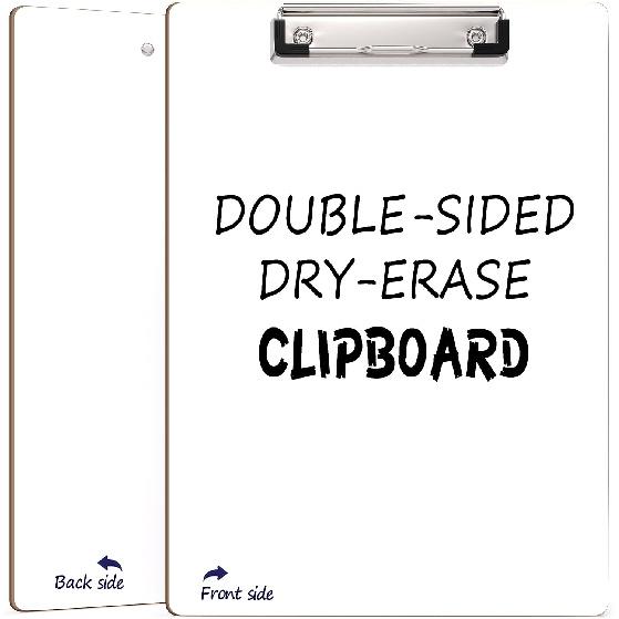 SCRIBBLEDO Dry Erase Clipboard Durable Double-Sided 9 x12  White Board Clipboard with Low Profile Clip White Clipboard for School Teacher Classroom