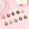 Stiesy 10 Pcs Mix Random 18K Gold Plated Mini Flower Shape Charms Brass Micro Pave Colorful Cubic Zirconia CZ Stone Dangle Charms with Pearl for