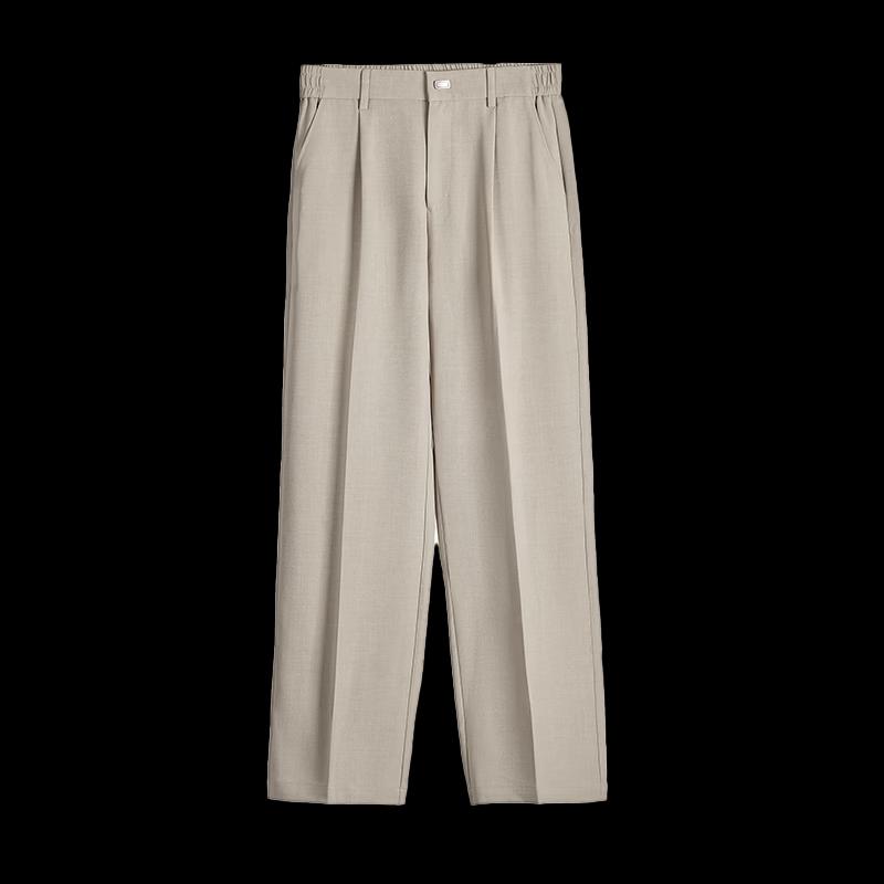HAUT TON Men's Textured Drapey Casual Straight Trousers