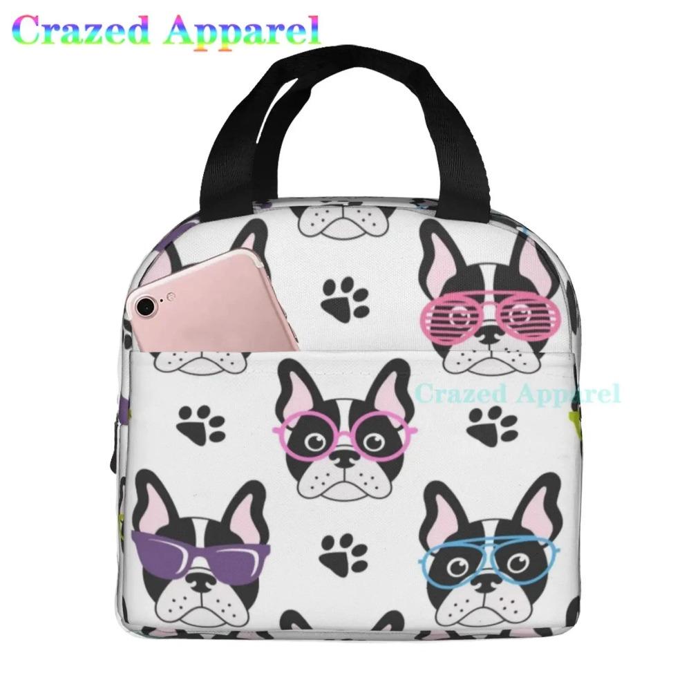 French Bulldog Cute Dog Insulated Lunch Bag Portable Thermal Cooler Box Reusable Picnic Tote Bento Bag for Men Women Kids