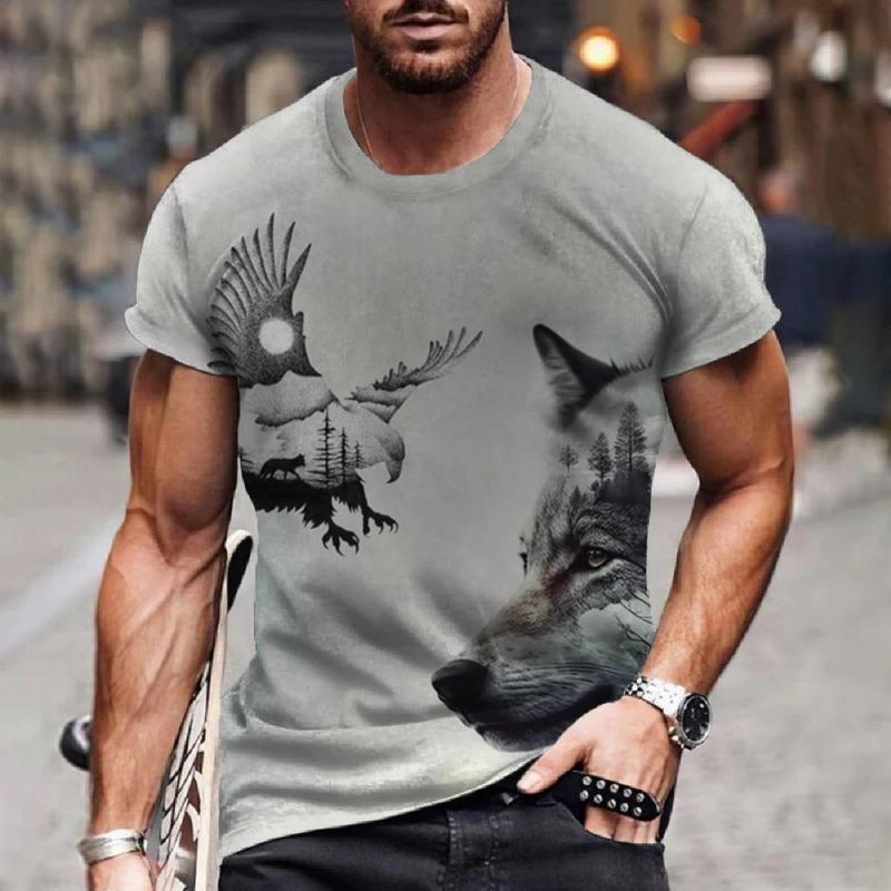

Wolf T-Shirt 3d Digital Animal Print Graphic camisa hombre Causal XXS
