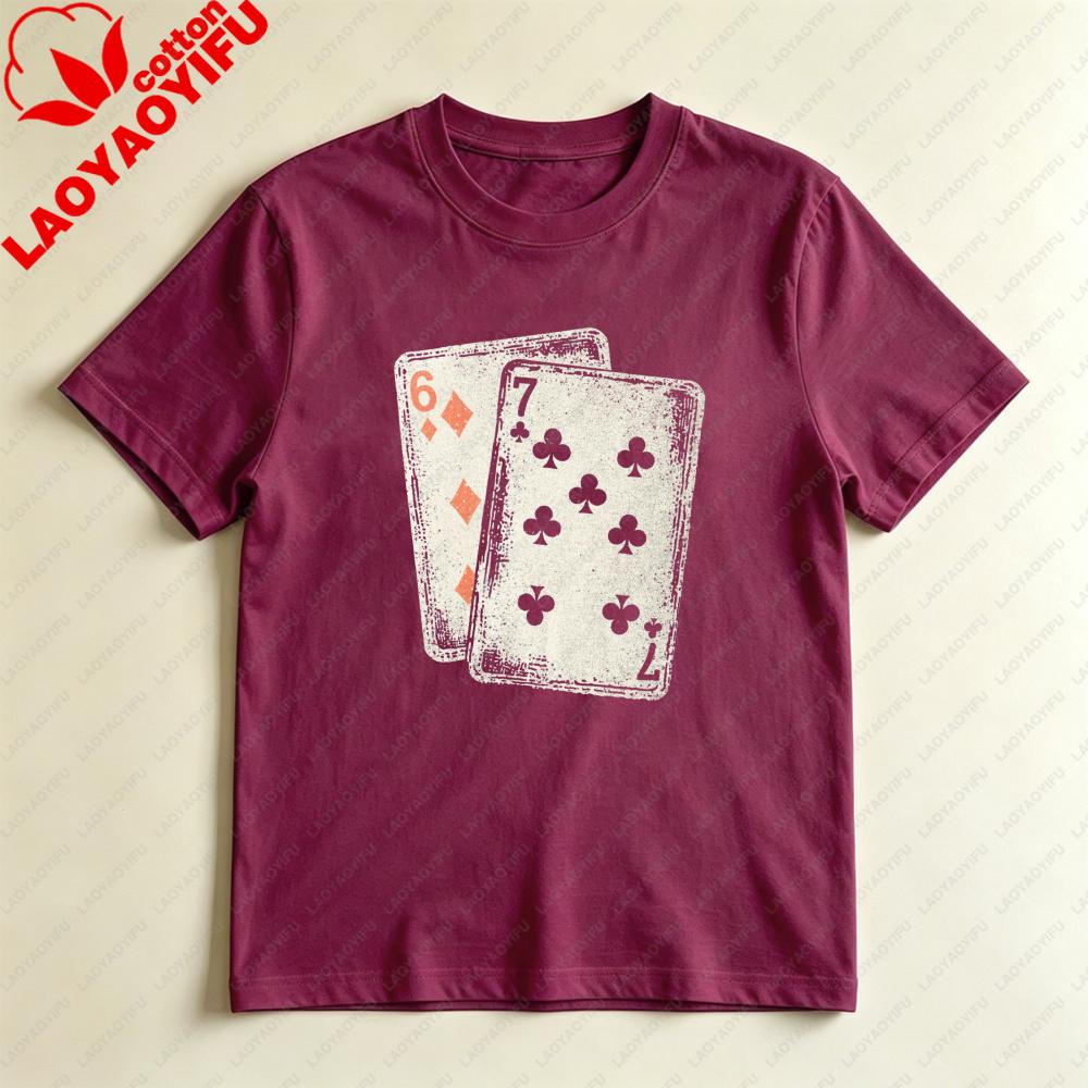 Playing Cards Design Unisex Tshirt Casual Summer Short Sleeve Cotton Fashion Harajuku Aesthetic Top For Gift