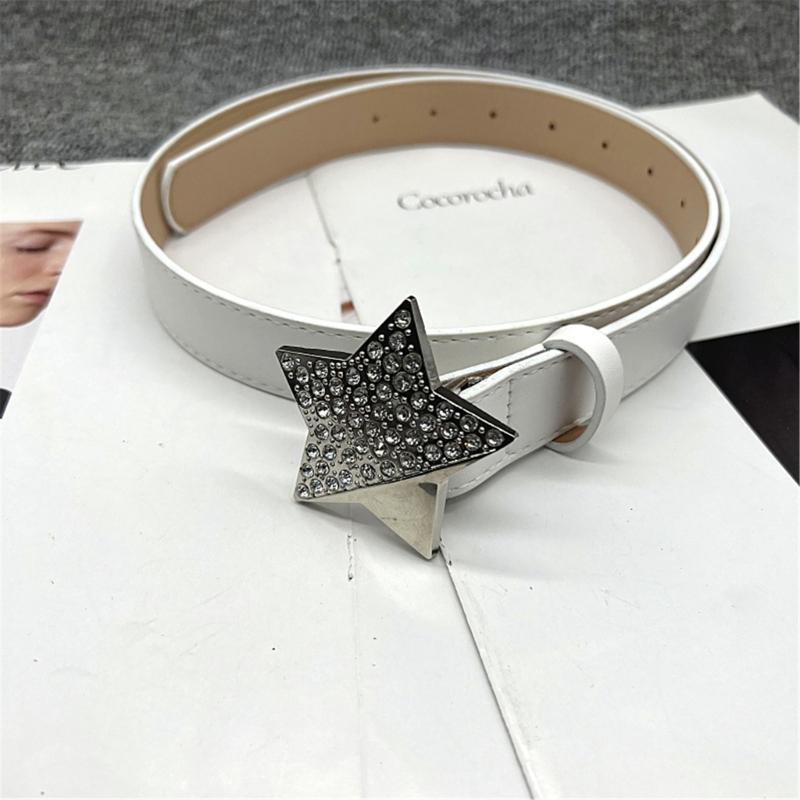 Adult Harajuku Belt with Rhinestone Light Luxurious Ladies Locomotive Waistband