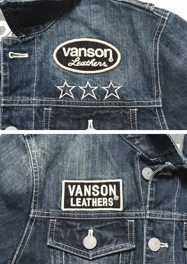 Our Store Custom Made Jean Jean One Star Embroidery Patch Denim Jacket Distressed Indigo [Banson] & JFV-2301-INDIGO (S, (A))