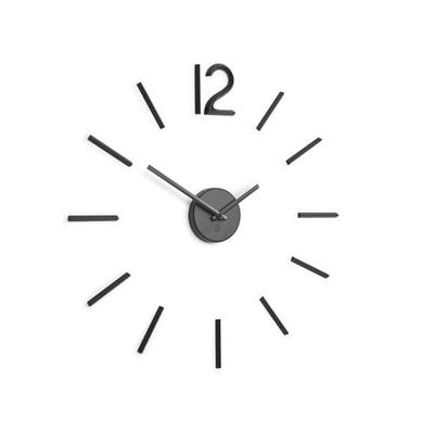 Umbra BLINK Wall Clock, Stylish Stick-On Wall Clock, Wall Decor, DIY, Analog, Quiet, International, Korean Interior Design, 21005400040, Black