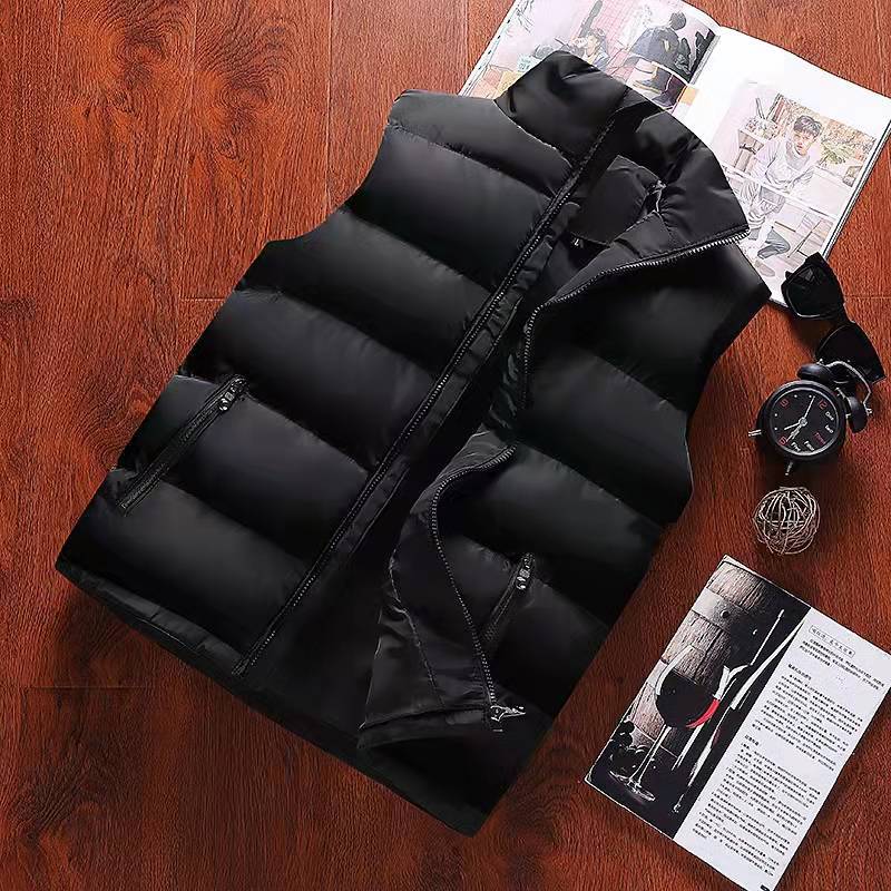 Autumn Winter Mens Vest Jacket Warm Sleeveless Jackets Waterproof Zipper Coat Stand-up Collar Casual Waistcoat Clothing
