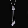 Statement Imitation Pearl Crystal Long Sweater Chain Necklace Ribbon Circle Necklace Women Vintage Pendant Collares Jewlery