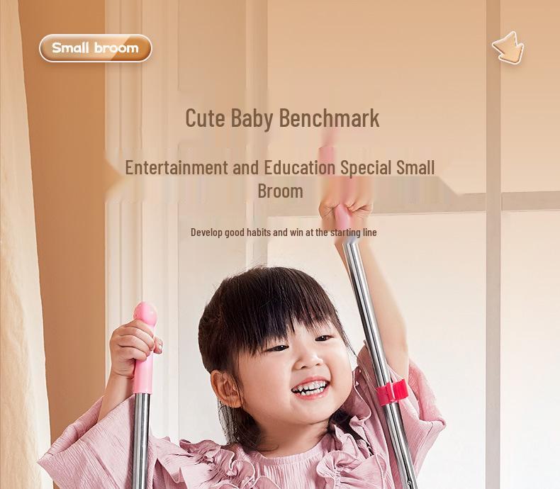 Kids' Pretend Play Cleaning Set: Broom, Mop, and Dustpan with Little Pig Design