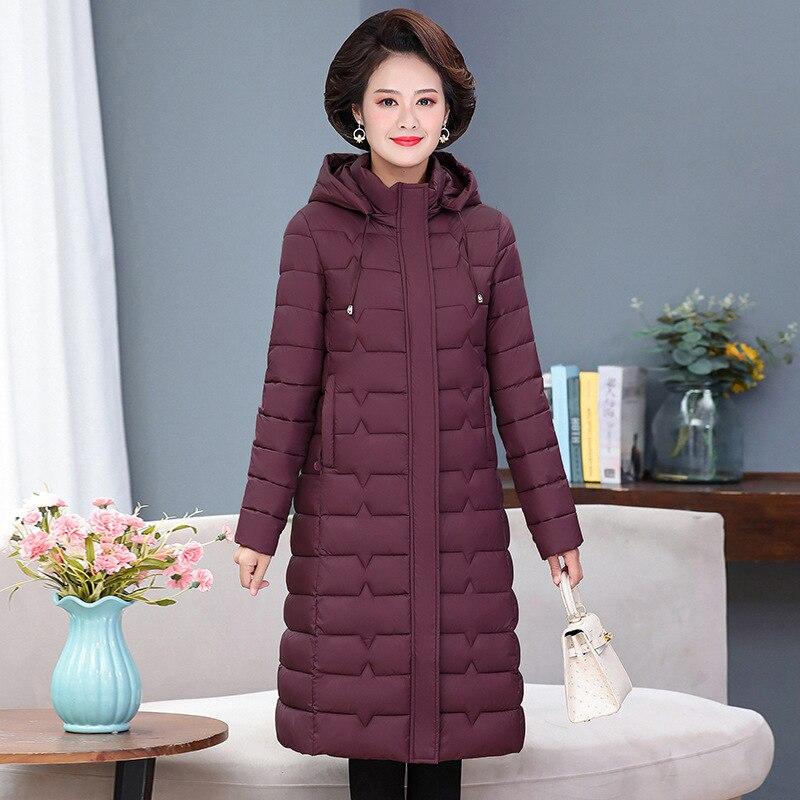 Dámské Zimní S kapucí Tenká Tenká Větruodolná Velká kapsa X-Dlouhý kabát Nabíraná bunda Bavlna Vycpaná Parka Svrchní kabát