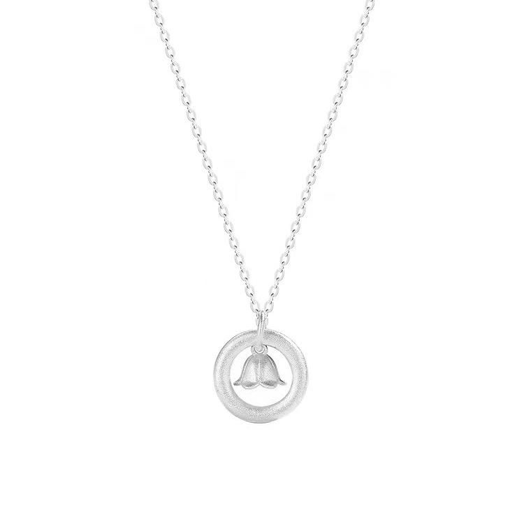 Elegant 2024 Lily Flower Pendant Necklace - 925 Sterling Silver Clavicle Chain for Women