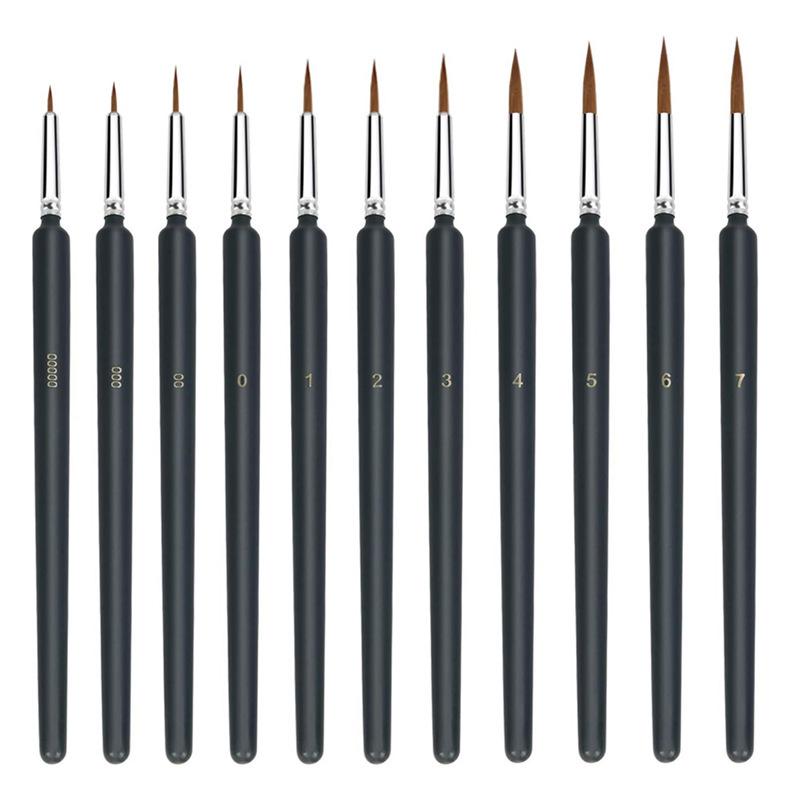10-Piece Children's Paint Brush Set: Blue Handle Nylon Brushes for Acrylic, Watercolor, and Oil Painting